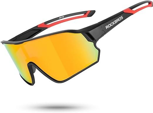 Rockbros Bicycle Sunglasses Sports Sunscreen Glasses Color Mirror Blue Frame Bicycle Sunglass Visor