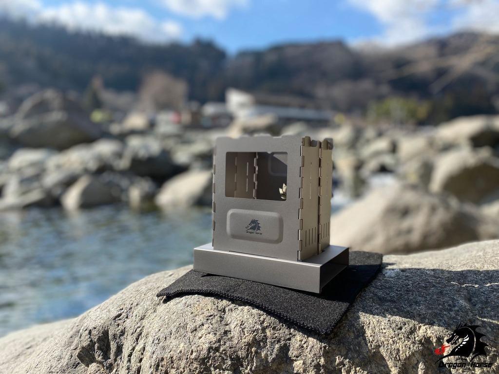 Réchaud à bois en alliage de titane type pliant réchaud à alcool pliable camping en plein air DRAGON HORSE x BOUNDLESS VOYAGE Red Lotus