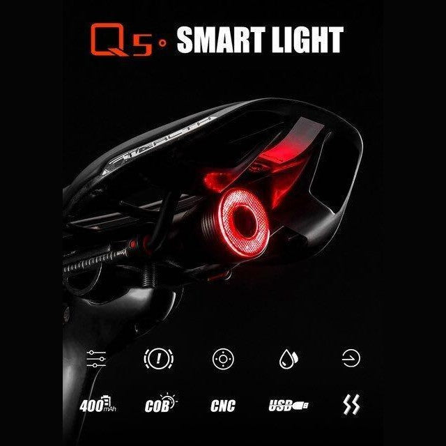 Rockbros RHL-1000 Lumens Q5 Smart Tail Light Front Rear Light Set Head Rear Light Bundle