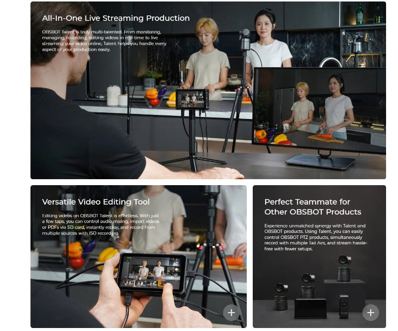 OBSBOT Talent All-in-One Multi-cam Live Streaming & Production Hub