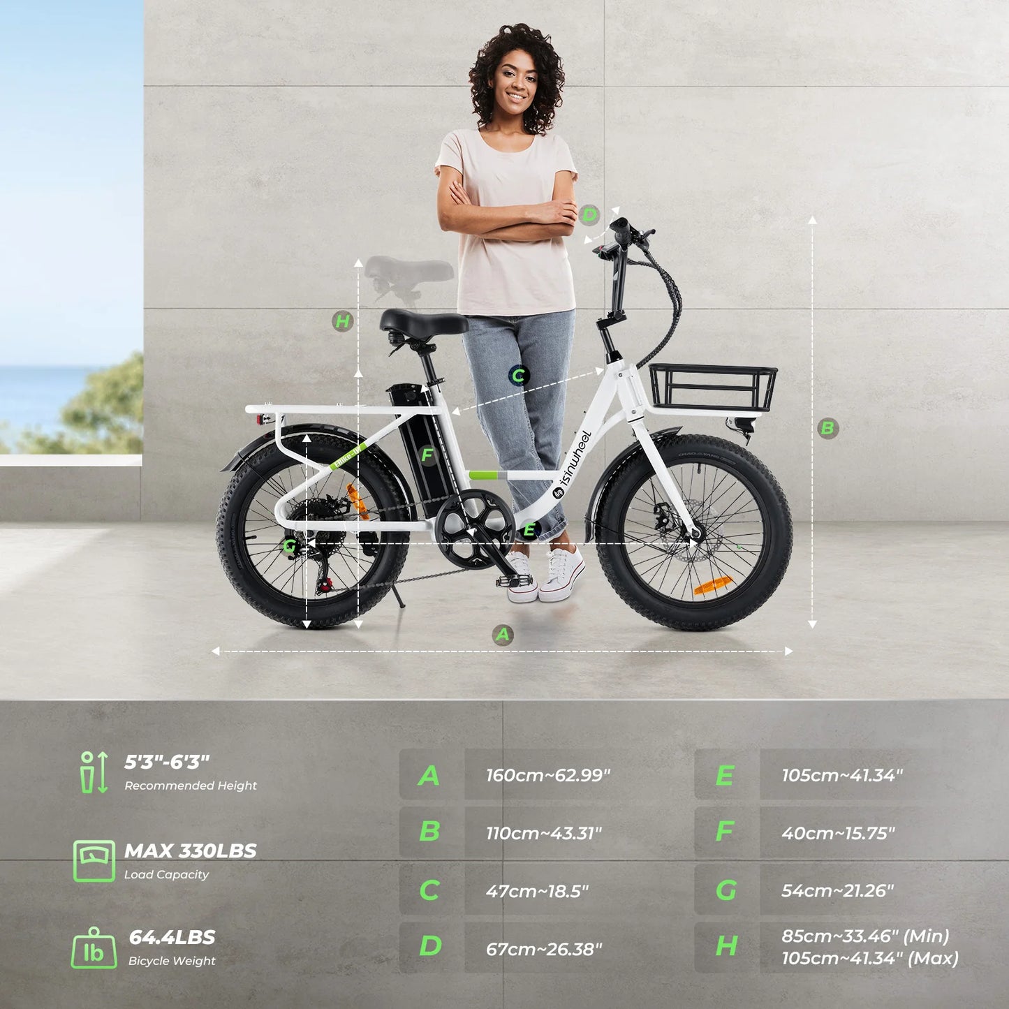 isinwheel U7 20" 500W 48V 10.4Ah Cargo Electric Bike