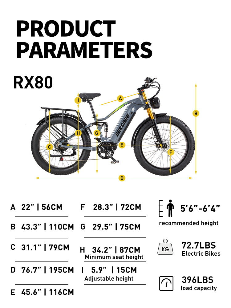 BURCHDA RX80 26" 750W Fat Tire Off-Road Electric Bike