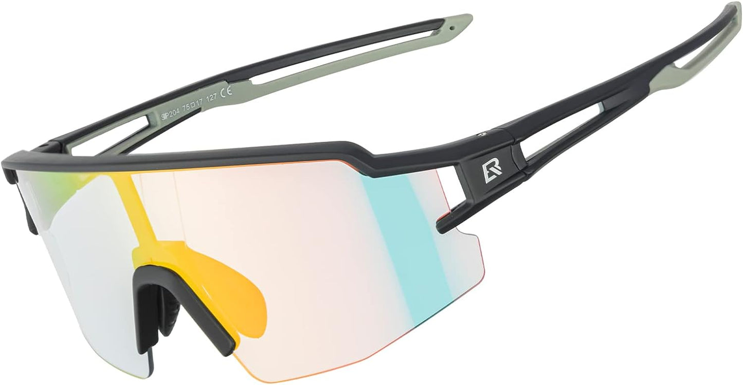 Rockbros lunettes de sport lunettes polarisées demi-monture photochromique protection solaire lunettes d'extérieur