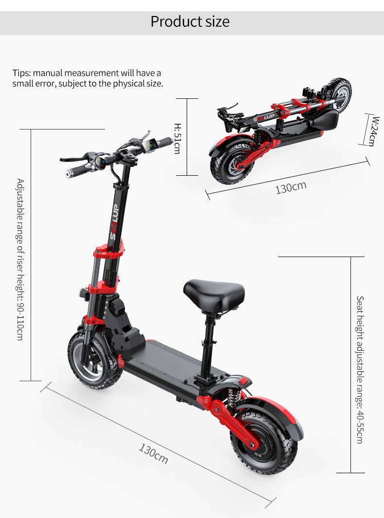 Sealup Q18 12" scooter électrique pliable tout-terrain 500W 48V 10Ah 