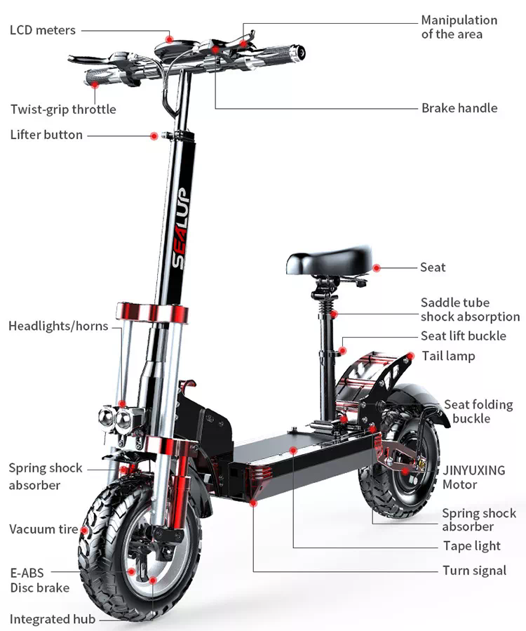 Sealup Q22 12" Off Road Electric Scooter 500W 48V 10Ah E-Scooter