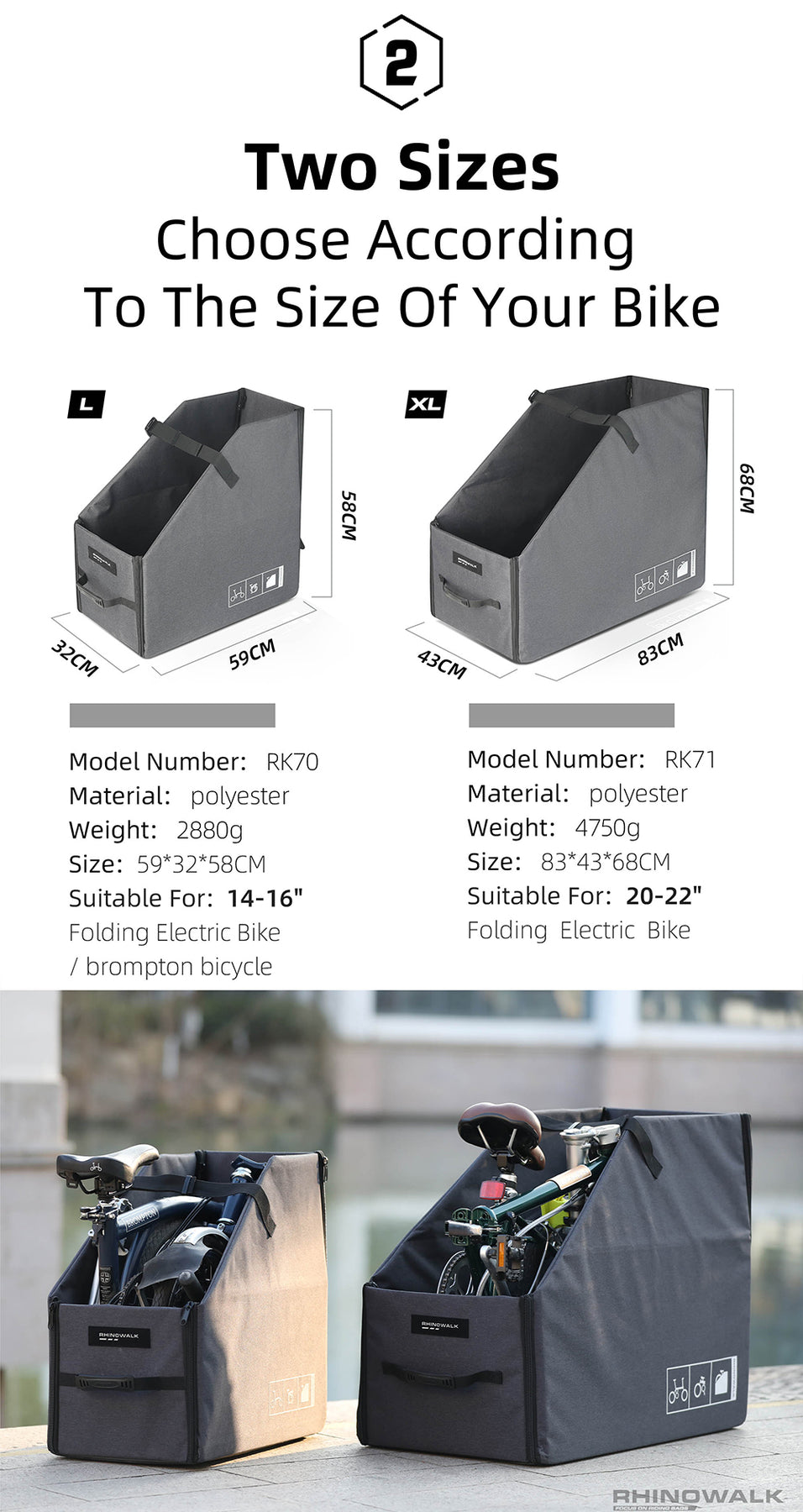 Rhinowalk Storage box for 14"-16" Folding Bike/ Electric Bike