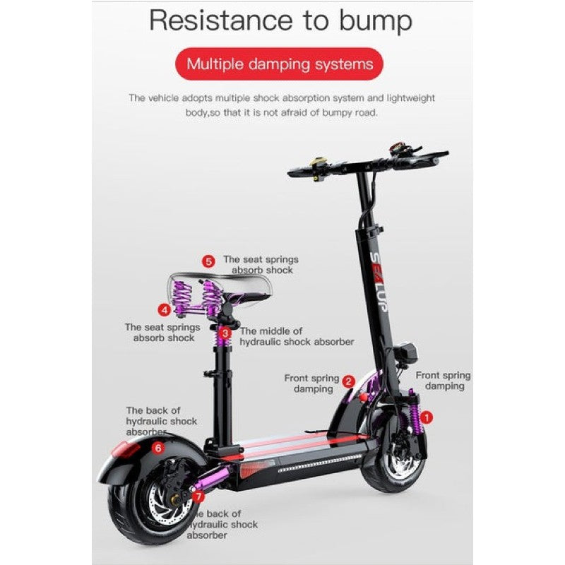 SealUp Q8 10inch Electric Scooter E-Scooter font & rear suspension Long range 40km
