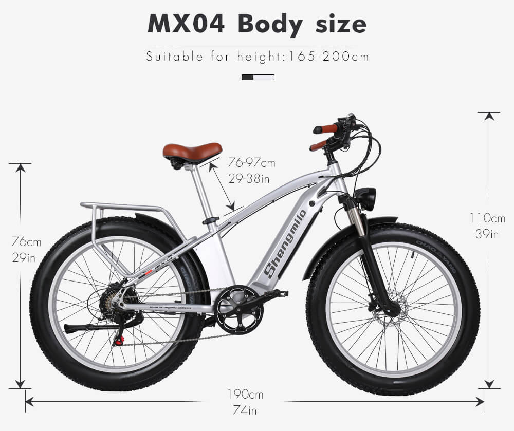 Shengmilo 26" 48V 500W 電動單車 助力山地單車 隱藏電池