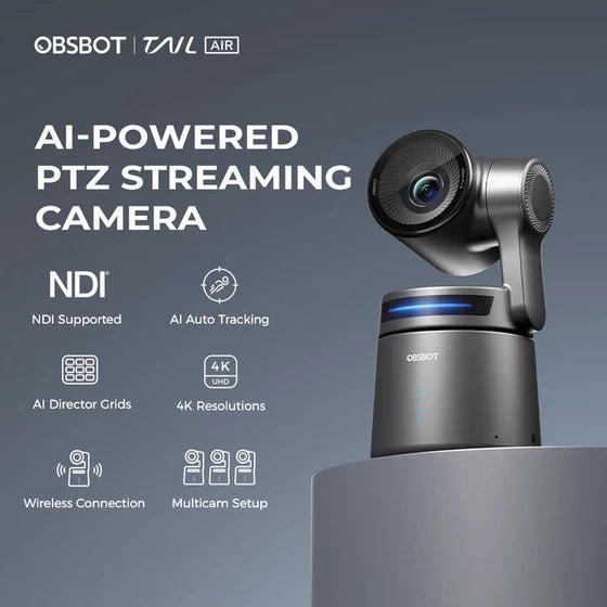 OBSBOT Tail Air 4K PTZ NDI webcam alimentée par l'IA