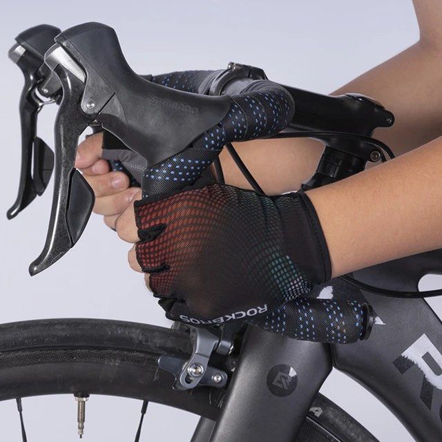 Rockbros – gants de cyclisme d'été respirants, anti-transpiration, demi-doigt, pour vélo de route, adaptés aux hommes et aux femmes