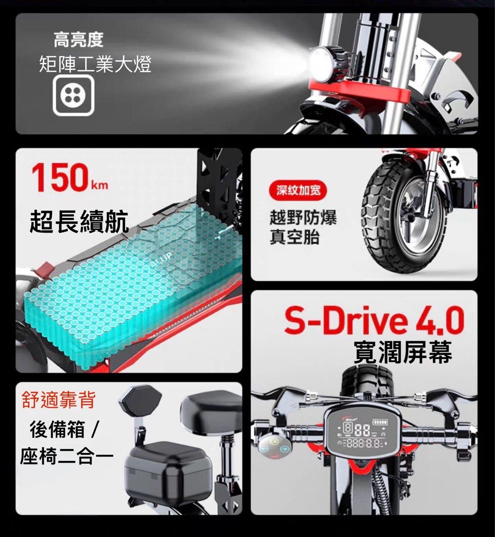 Sealup Q29 Offroad Electric scooter w/ back seat compartment