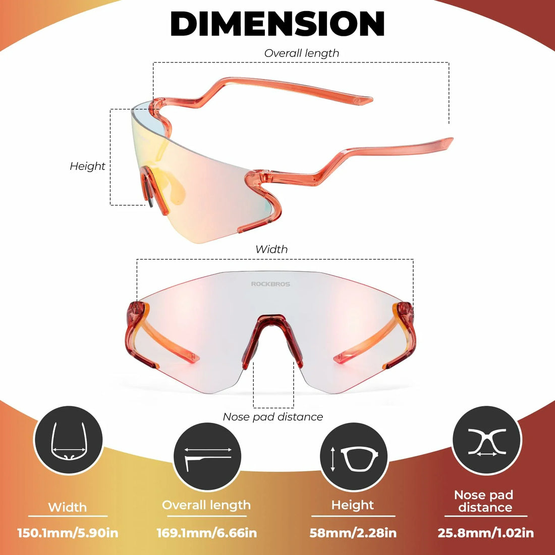 Rockbros Agile Snake Photochromic Sports Sunglasses Ultra-Light TR90 Cycling Eyewear