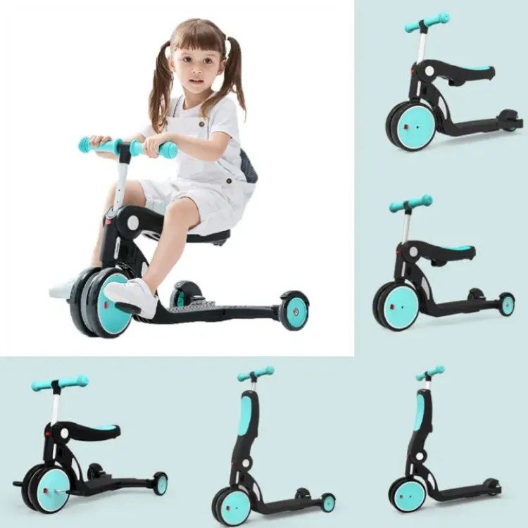 Trottinette cinq en un pour enfants Uonibaby, adaptée aux enfants de 2 à 6 ans, trottinette et voiture d'équilibre en un