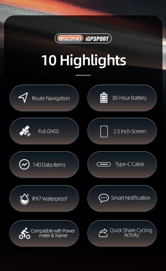 IGSPORT BSC200 vélo sans fil ordinateur intelligent Bluetooth connecté Navigation d'itinéraire