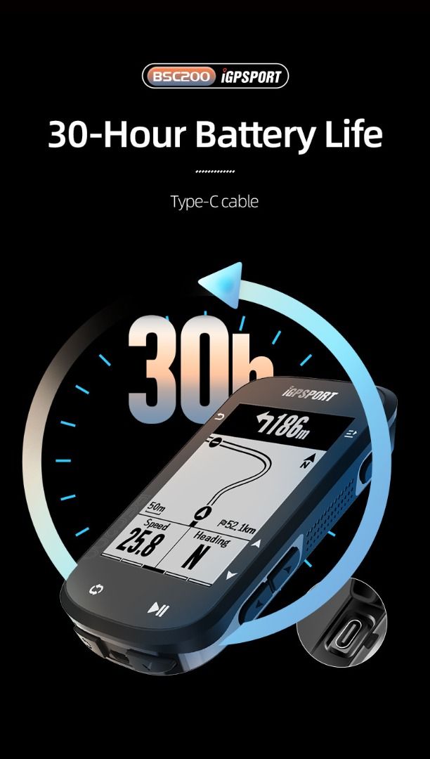 IGSPORT BSC200 vélo sans fil ordinateur intelligent Bluetooth connecté Navigation d'itinéraire