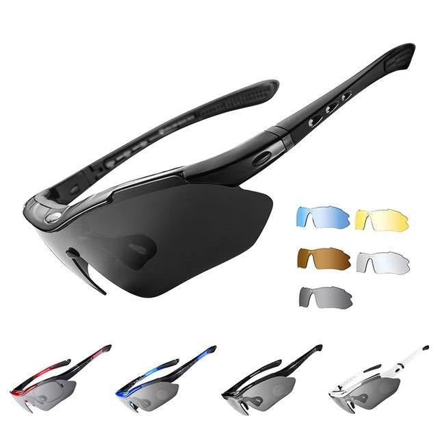 Rockbros Interchangeable Lens Cycling Glasses Outdoor Sports Sunglasses Sunscreen with 5 Lenses 