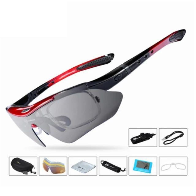 Rockbros Interchangeable Lens Cycling Glasses Outdoor Sports Sunglasses Sunscreen with 5 Lenses 
