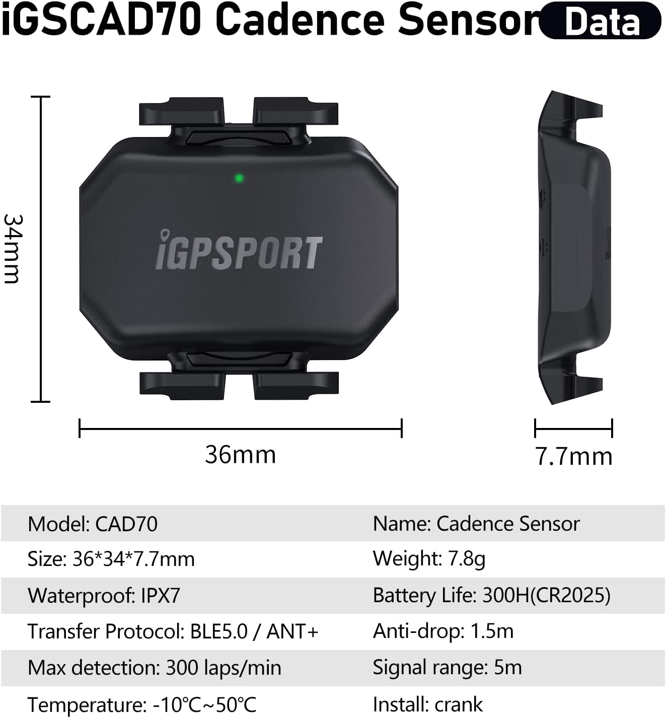 iGPSPORT 速度 / 踏頻感應器 ANT+ 藍牙 RPM 單車 SPD70 CAD70