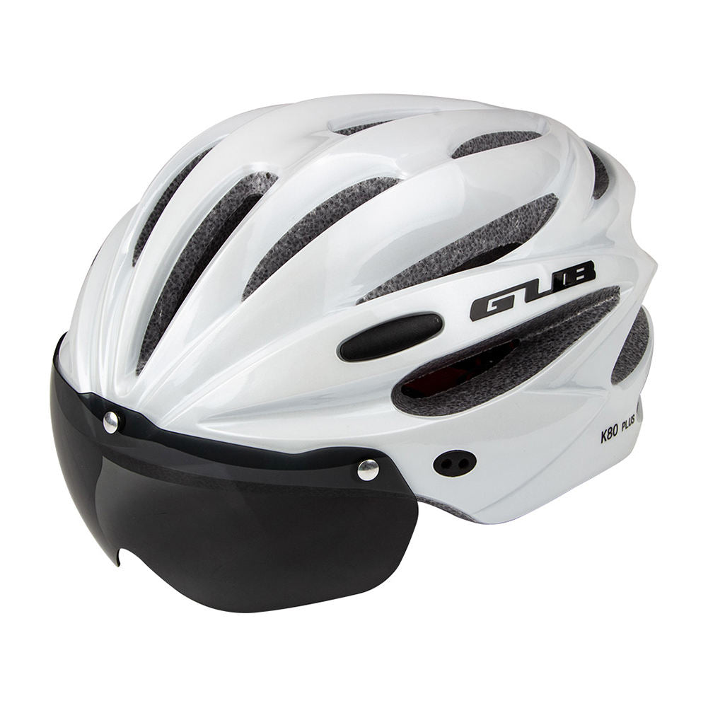 GUB K80 Plus Cycling Helmet Road Bike Mountain Bike Magnetic Visor Pearl White Cycling Bike Helmet All Road Magnetic Visor Pearl White