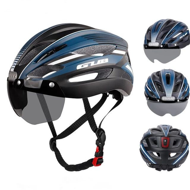 GUB K100 Plus Cycling/Road Helmet with Goggles Sun Gear Front and Rear Tail Lights