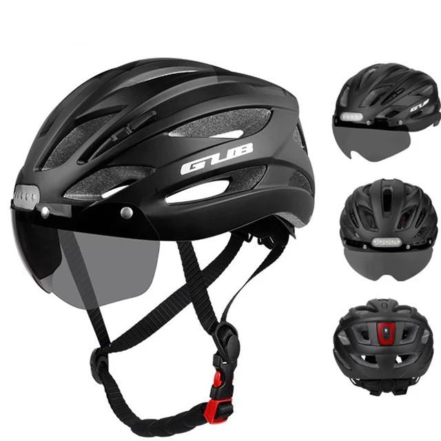 GUB K100 Plus Cycling/Road Helmet with Goggles Sun Gear Front and Rear Tail Lights