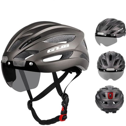 GUB K100 Plus Casque de vélo/route avec lunettes Sun Gear Feux arrière avant et arrière