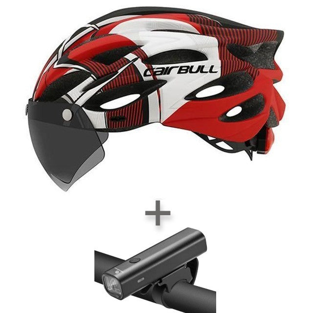 Cairbull Helmet w/ Visor plus 400 Lumen Head Light Bundle