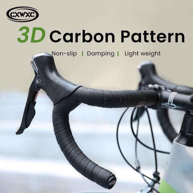 CXWXC Guidon de vélo en fibre de carbone 3D avec poignée en tissu Respirant antidérapant CW-091 Bande antidérapante en fibre de carbone