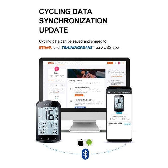 Compteur vélo sans fil Cycplus - Cycplus vélo Bluetooth 4.0 - GPS