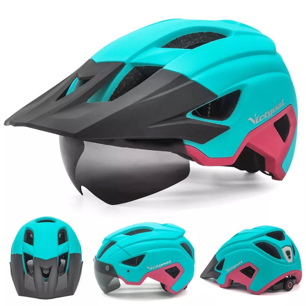 Eastinear 山地頭盔 單車頭盔 帶磁吸風鏡 防晒檔 USB充電 尾燈