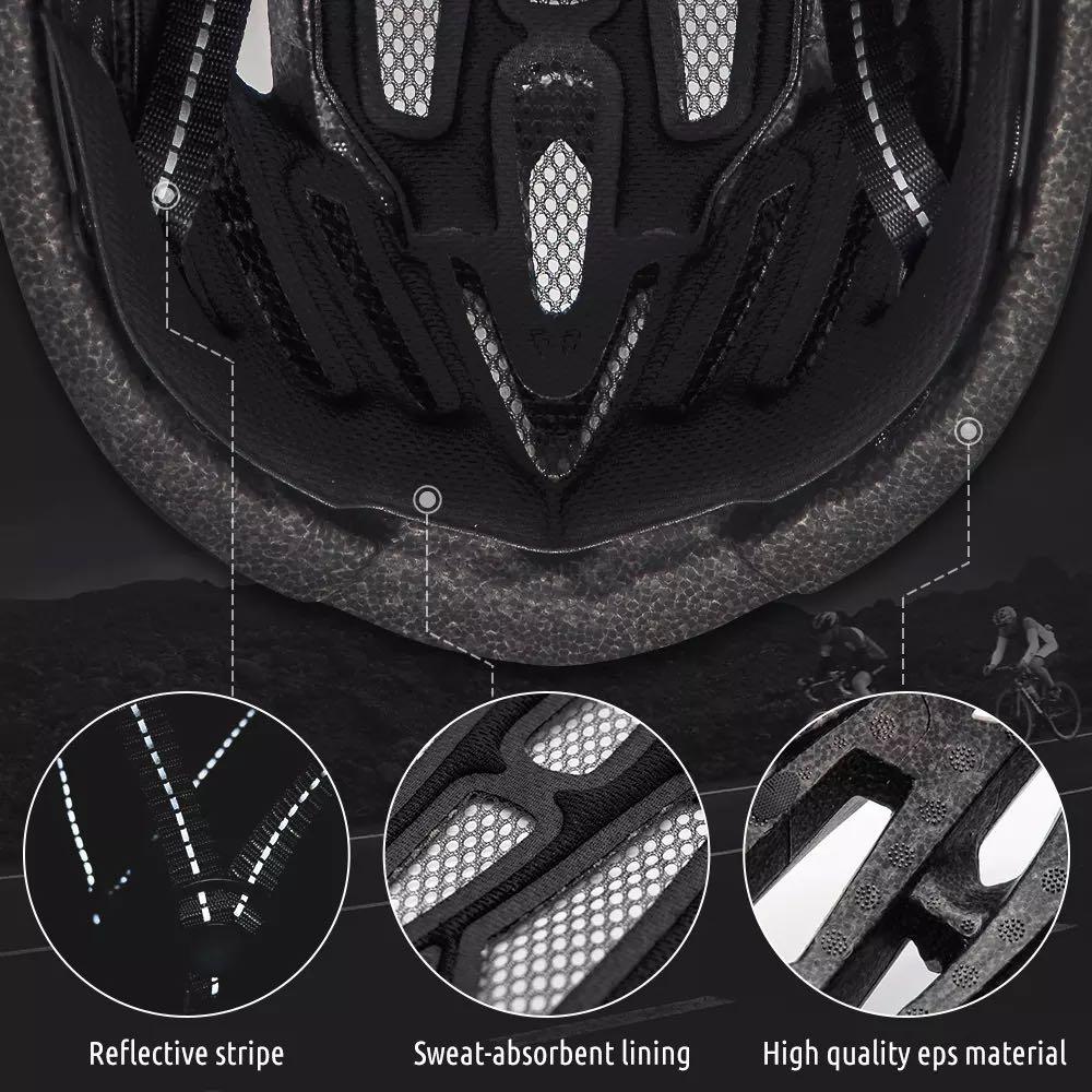 Eastinear Mountain Helmet Bicycle Helmet with Magnetic Goggles Sunscreen Gear USB Rechargeable Tail Light