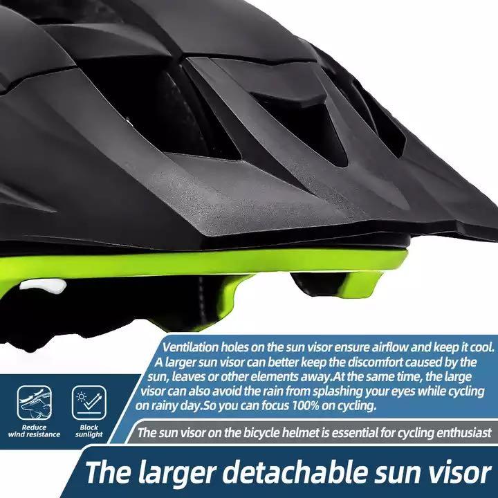 Casque de vélo de montagne Eastinear avec lunettes magnétiques, protection solaire, feu arrière rechargeable par USB