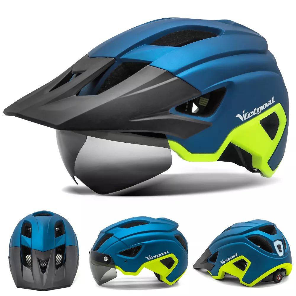 Eastinear Mountain Helmet Bicycle Helmet with Magnetic Goggles Sunscreen Gear USB Rechargeable Tail Light