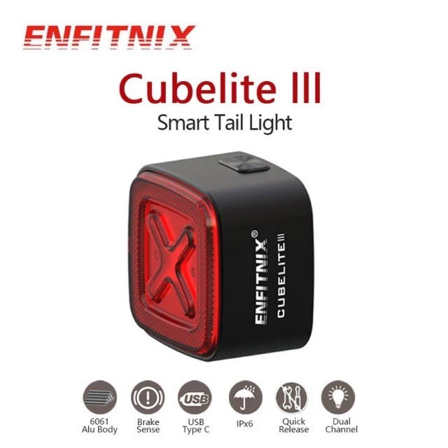 Enfitnix Cubelite III feu arrière de vélo intelligent frein à induction chargement USB