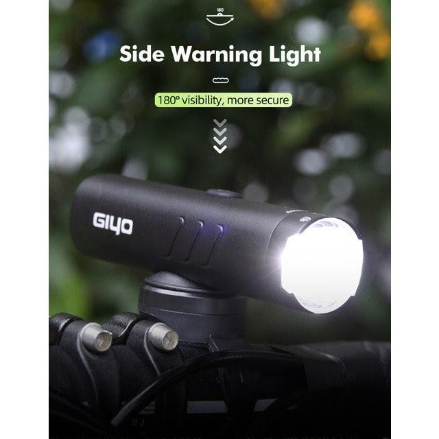 Giyo phare de vélo 600 lumens support de plafond/objectif rotatif étanche et anti-éblouissement