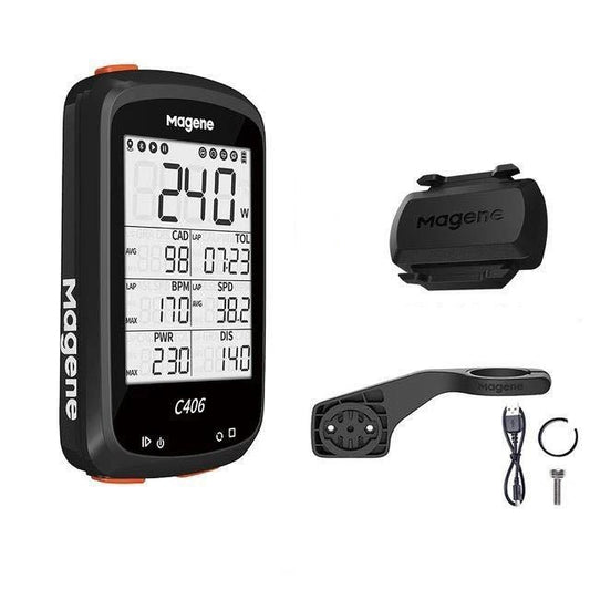 Magene C406 Cycling Computer/ Meter Cadence/Speed ​​Sensor Set with Extension Bracket Bike GPS Computer Bundle w/ Cadence Sensor