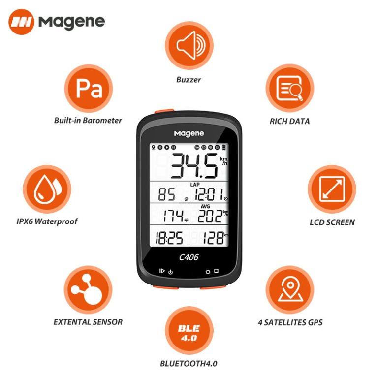Magene C406 GPS 英語版 單車 電腦 無線 咪錶/碼錶 送伸延支架 Bike Computer English version