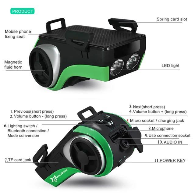 Rockbros 5 in1 單車燈/喇叭/響安/手機架/充電寶 多功能藍牙 智能單車配件 Smart Speaker Light Phone holder
