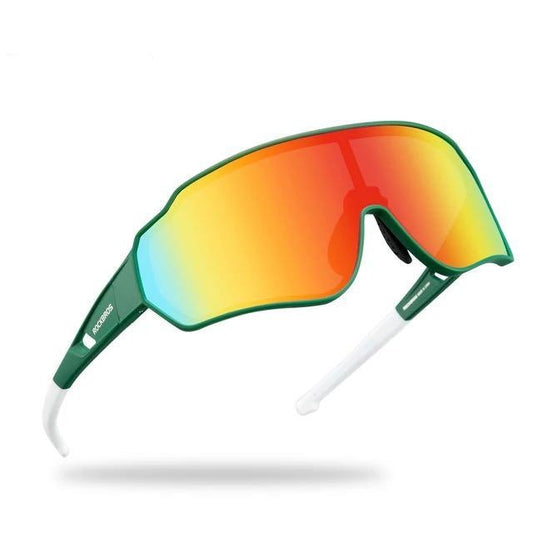 Rockbros – lunettes de soleil de cyclisme, de sport, couleur miroir, monture verte et blanche 