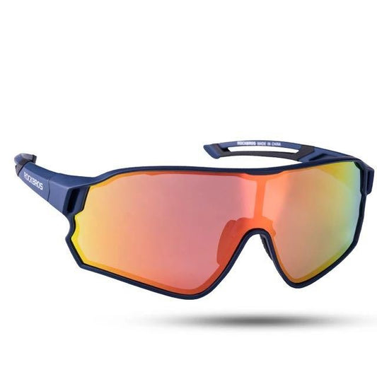 Rockbros lunettes de soleil de vélo sport lunettes de protection solaire couleur miroir bleu cadre vélo lunettes de soleil visière 