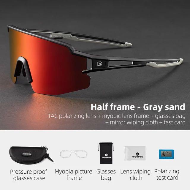 Rockbros lunettes de sport lunettes polarisées demi-monture photochromique protection solaire lunettes d'extérieur
