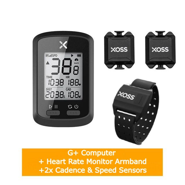 Xoss G+ Wireless Cycling Computer Sensor Heart Rate Armband 3 in 1 Set Speed/ Cadence HRM Bundle